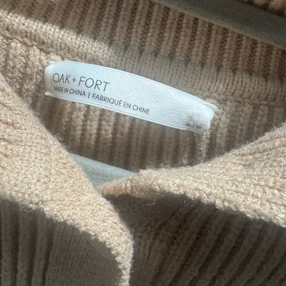 OAK + FORT Ribbed Button-Up Cardigan - Beige - Picture 5 of 6